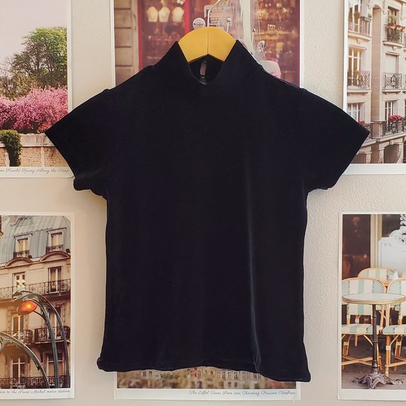Vintage 90s Black Velvet Top - Picture 1 of 6